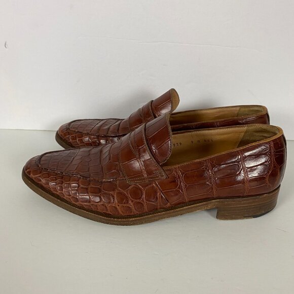 Gravati for Wilkes and Bashford Shoes Mens 9 M Brown Crocodile Wilson Dean Italy - Picture 10 of 16
